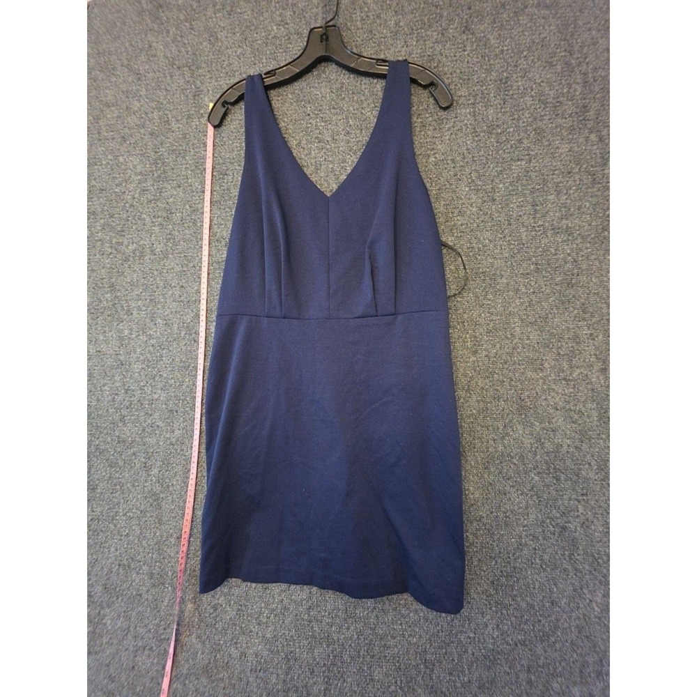 BCBGeneration Dress Womens 12 Blue V Neck Lace Back Sheath Mini Party Cocktail